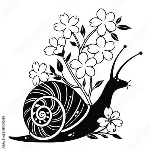 Creative Snail Animal Clipart with Scenic Nature Vector Design

