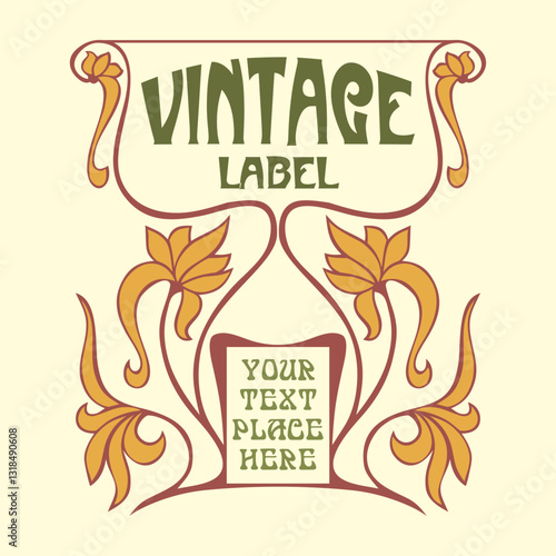 vector vintage items: label art nouveau	

