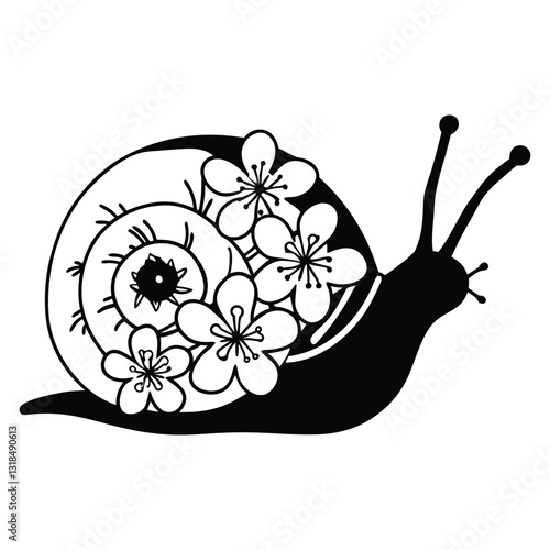 Creative Snail Animal Clipart with Scenic Nature Vector Design
