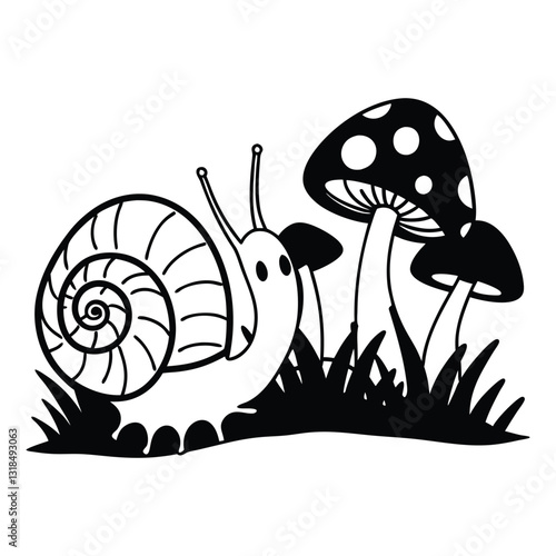 Land Snail and Nature Scene Vector Art for Digital Creations
