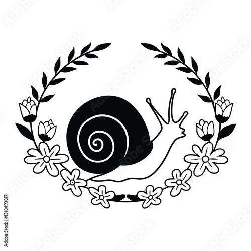 Snail Animal Clipart with Nature Scene for Graphic Designers
