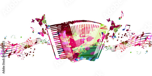 Colorful accordion design vector illustration. Music festival poster