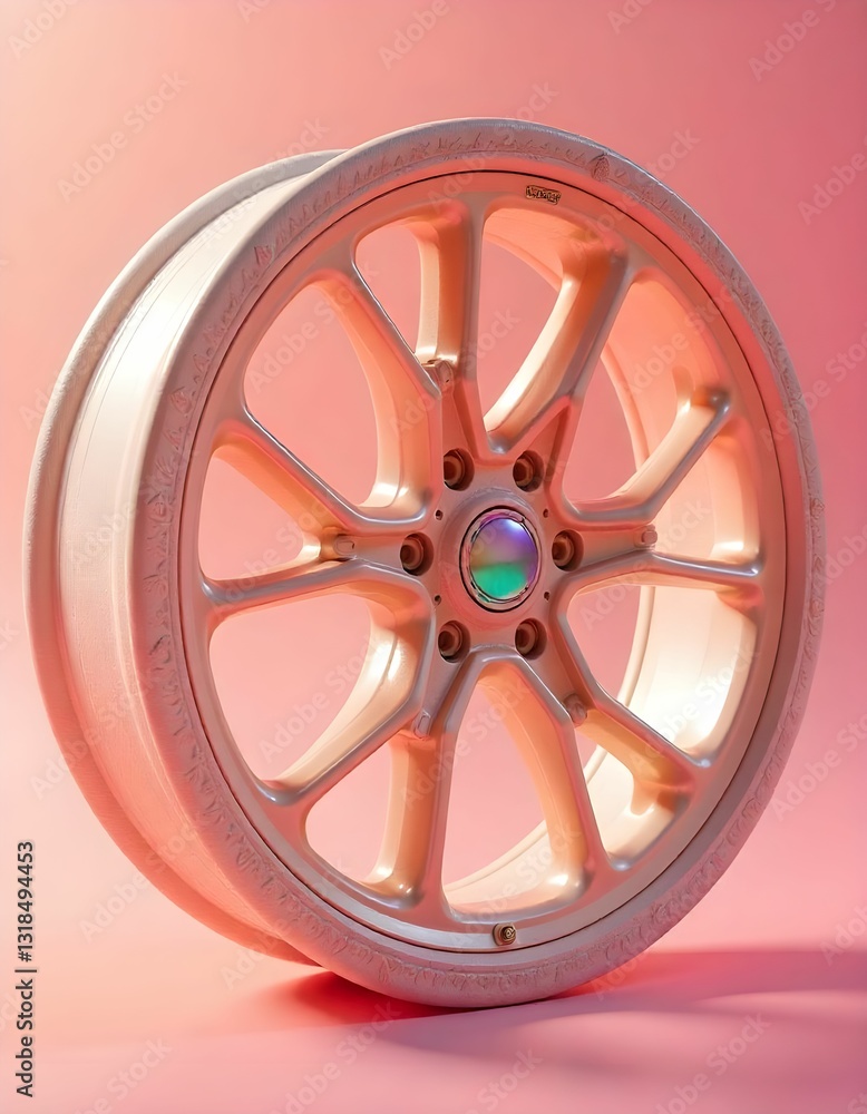 Obraz premium Rose Gold Wheel on Pink
