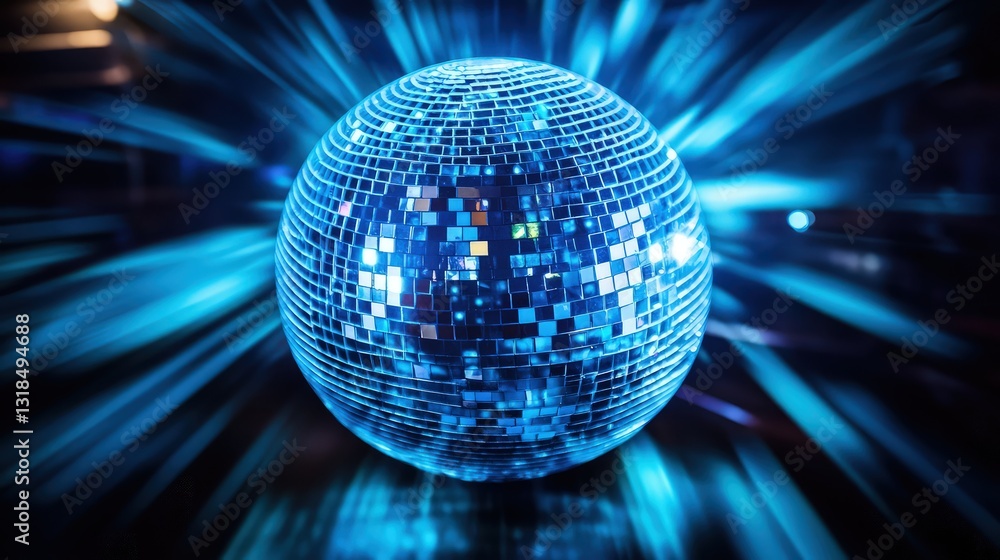 Obraz premium Its mirrored surface catches the glow, creating a dazzling dance of sparkles across the scene.