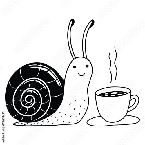 Detailed Land Snail with Nature Background Vector Illustration
