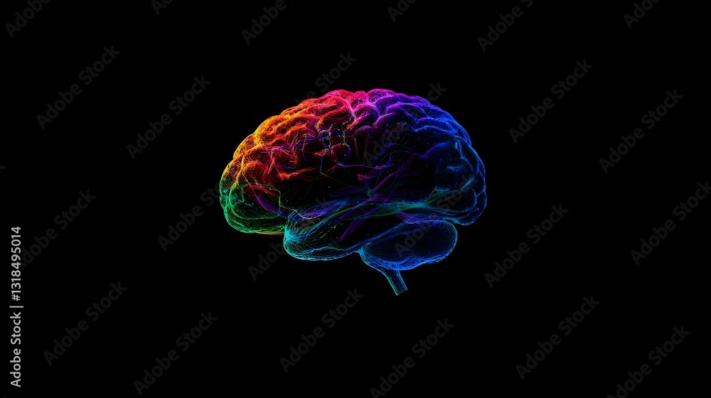 The image of the human brain a hologram a dark The image of the human brain a hologram a dark