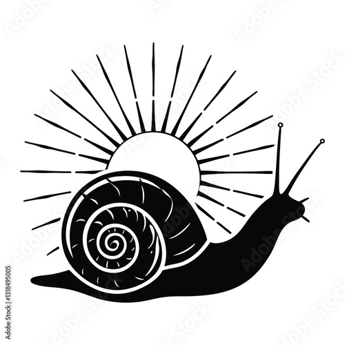 Detailed Land Snail with Nature Background Vector Illustration
