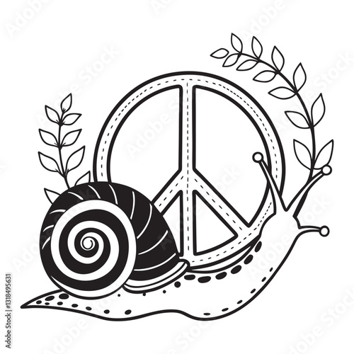 Snail Animal Clipart Design Featuring a Beautiful Nature Scene
