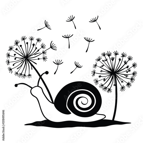 Snail Animal Clipart Design Featuring a Beautiful Nature Scene
