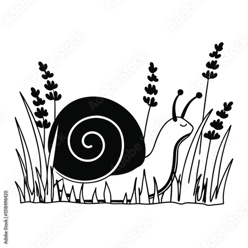 ‎Land snail with Nature scene Vector illustration, Snail animal clipart design
