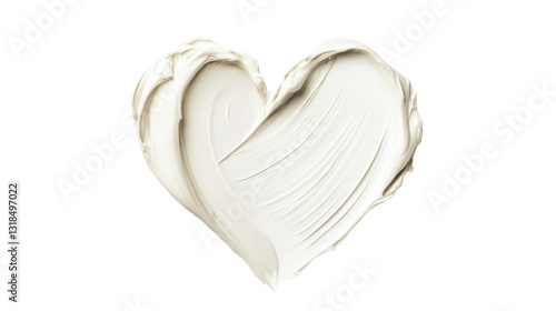 beauty skincare cream swipe smear in heart shape isolated on white background