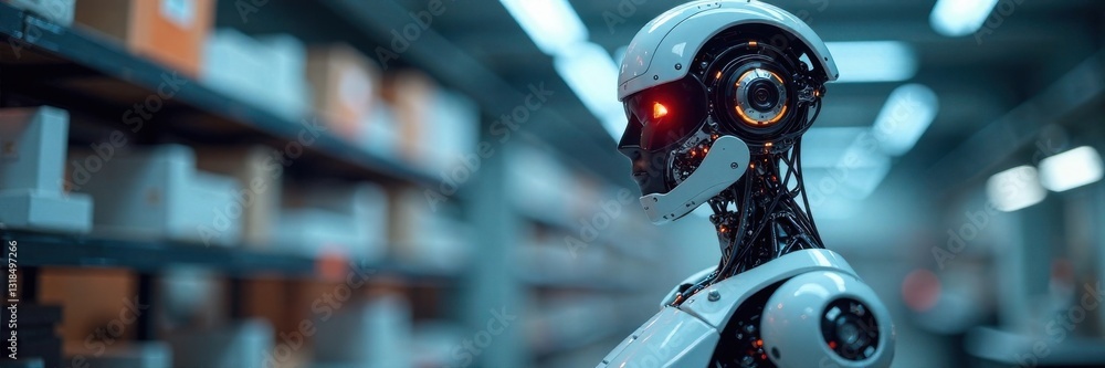 Futuristic robot in a laboratory setting, futuristic tech, robot, robotics Futuristic robot in a laboratory setting, futuristic tech, robot, robotics