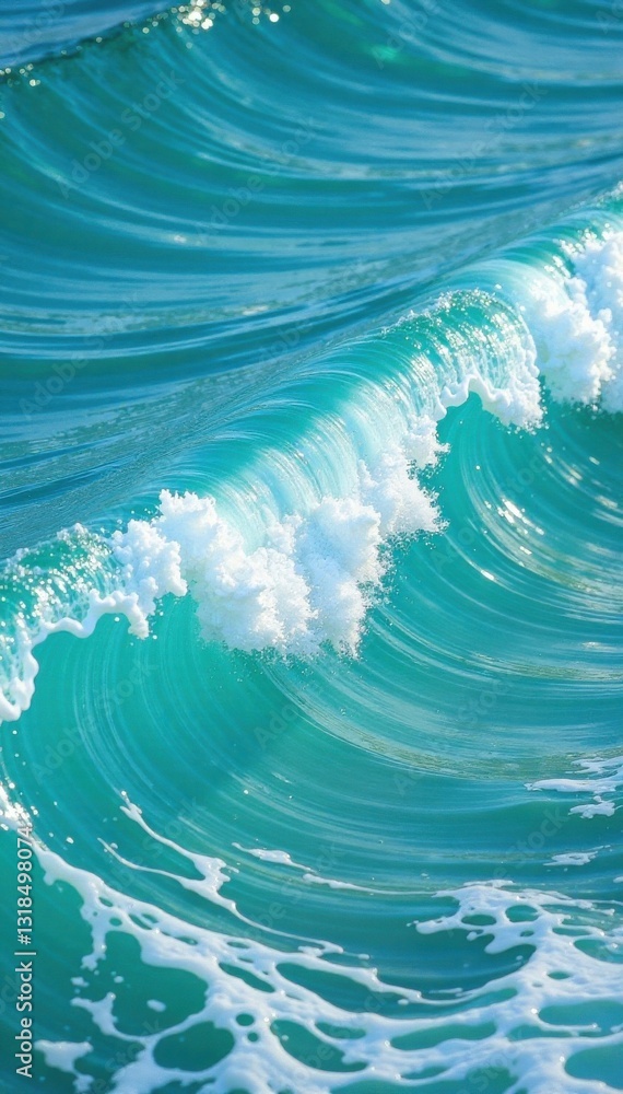 Gentle turquoise blue ocean waves with frothy white foam on the surface , blue, sea, turquoise Gentle turquoise blue ocean waves with frothy white foam on the surface , blue, sea, turquoise