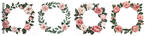 Wallpaper Mural Beautiful hand drawn of elegant floral wreath and frame designs made with roses peonies leaves and other lush foliage in a romantic vintage style  Perfect for wedding greeting card Torontodigital.ca