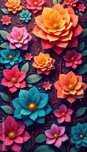 Geometric shapes with flourishes, graphic illustration, geometric shapes, pattern design