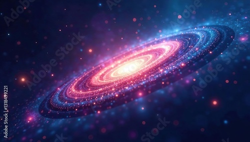 Cosmic starlight swirls through an isolated void, vastness, light, space