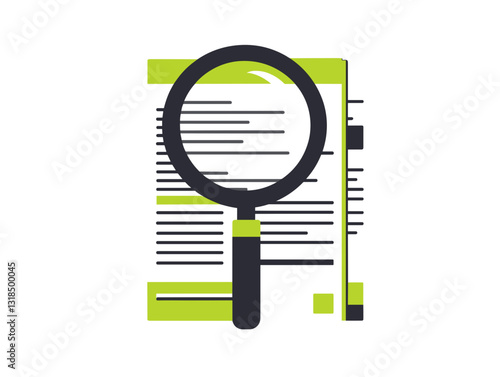 Magnifying glass examining text on a document in a modern style with copy space