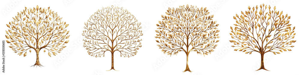 Naklejka premium Stunning of vibrant autumn trees in warm hues of gold orange and brown depicting the natural transition of the seasons