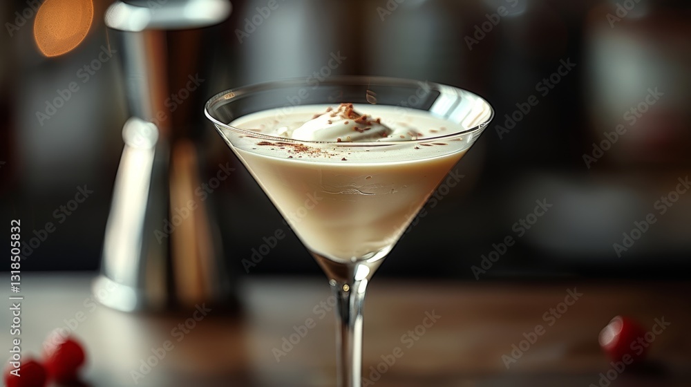 Martini cocktail in a glass on a bar counter Martini cocktail in a glass on a bar counter