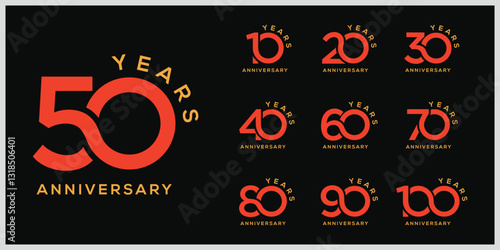 Collection of anniversary logo design. Celebration Day Custom Vector Graphics Concept