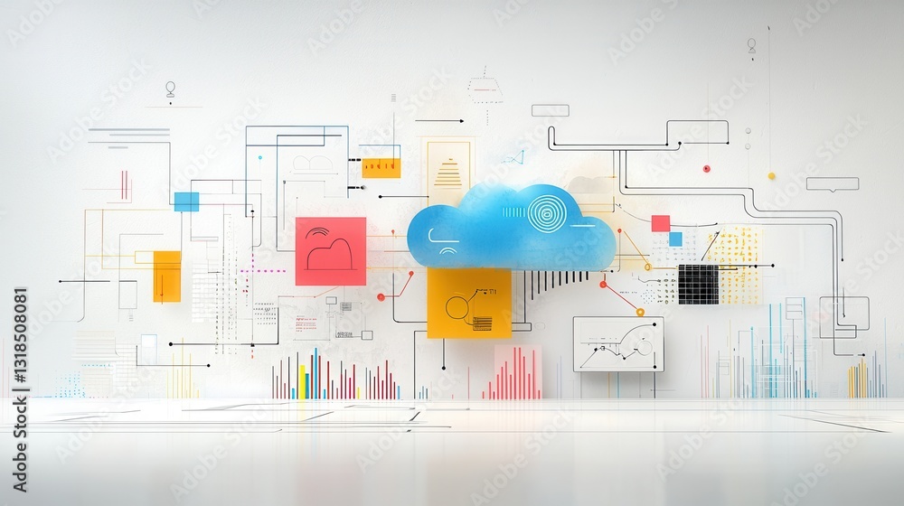 Fototapeta premium Stunning cloud that beautifully blends watercolor and digital elements creating a captivating and visually striking composition