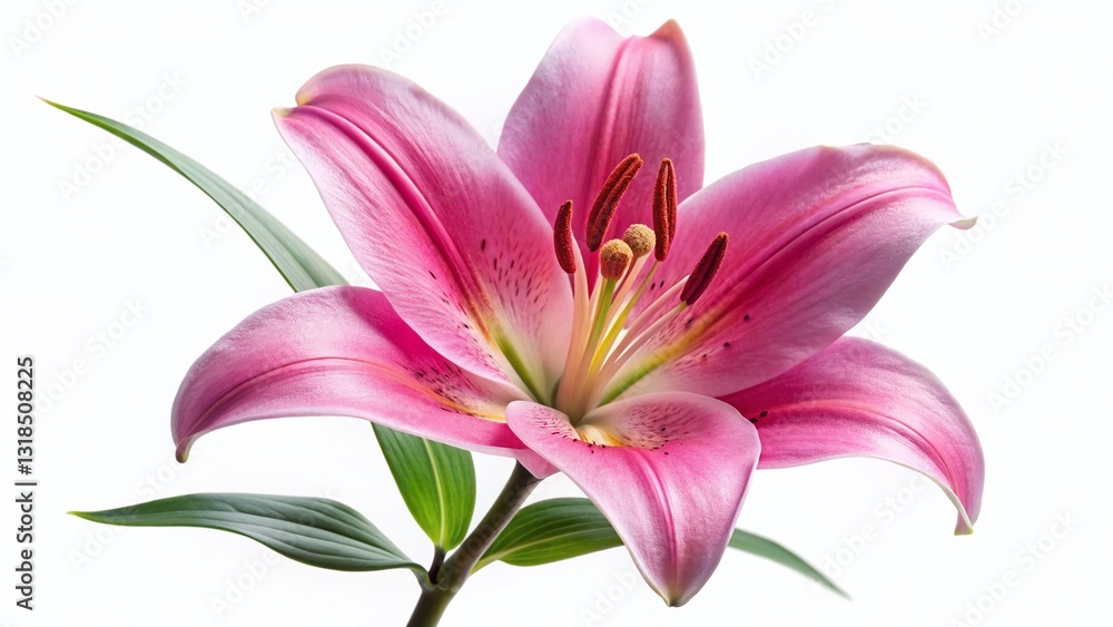 Pink Lily Flower Isolated on White Background - Elegant Floral Stock Photo Pink Lily Flower Isolated on White Background - Elegant Floral Stock Photo