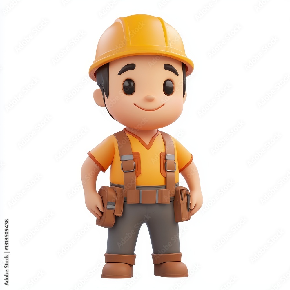 Friendly construction worker with a helmet, isolated on clear white background Friendly construction worker with a helmet, isolated on clear white background