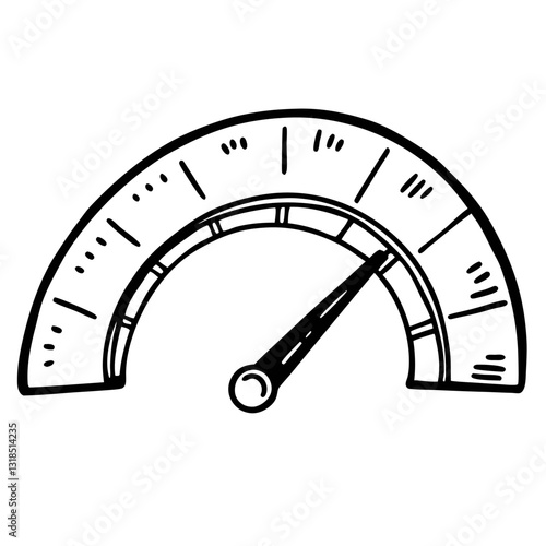 Hand Drawn Speedometer Gauge Illustration for Measurement and Progress Concepts