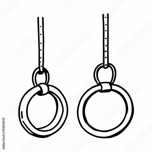 Gymnastic Rings Line Art Illustration for Fitness and Exercise Themes