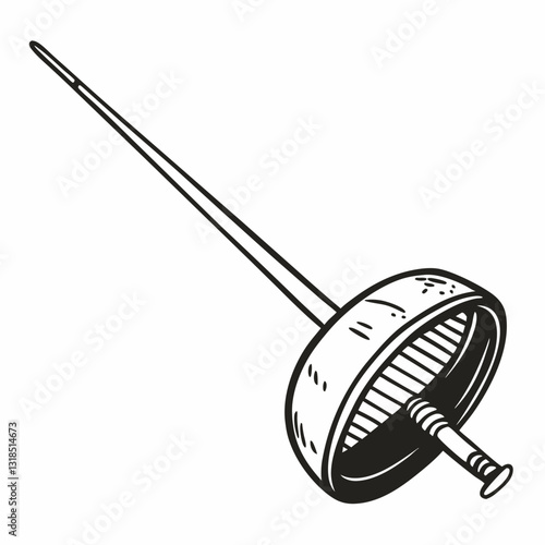 Vintage Fencing Sword Illustration Featuring Detailed Design and Classic Style