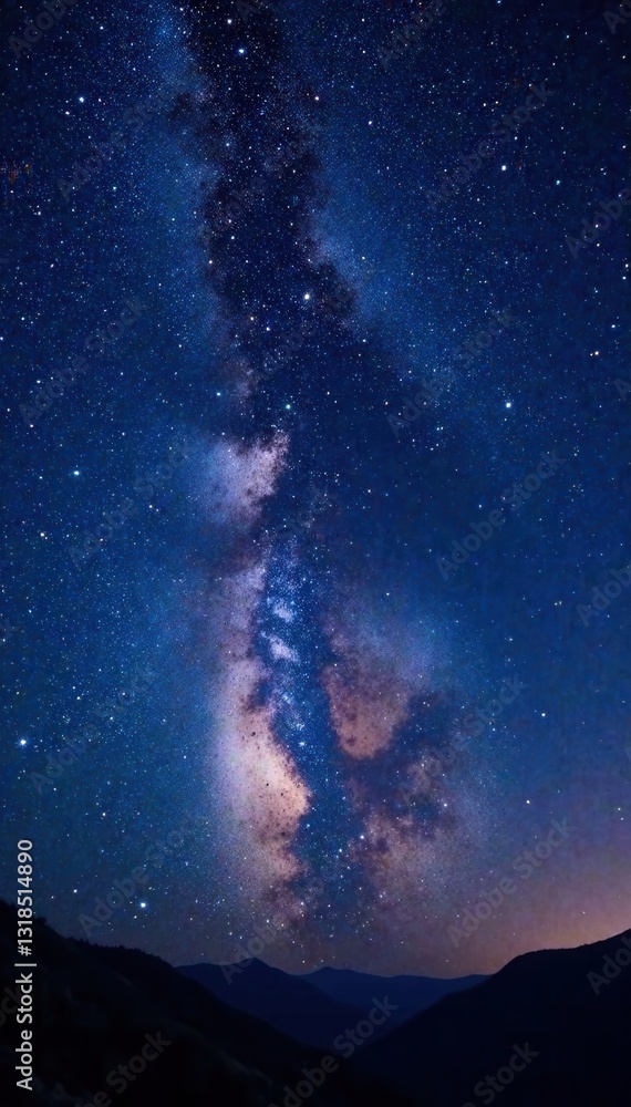Fototapeta premium Nighttime view of stars shining brightly in the dark universe, darkness, cosmic light, universe