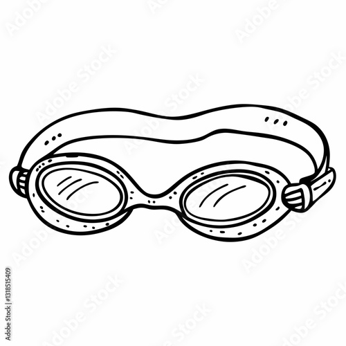 Retro Style Swimming Goggles Hand Drawn  Illustration for Water Sports Design