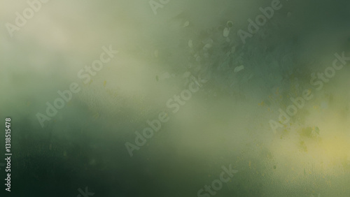 Ethereal green mist, abstract watercolor texture, dreamy atmospheric landscape, soft light glow, hazy forest backdrop