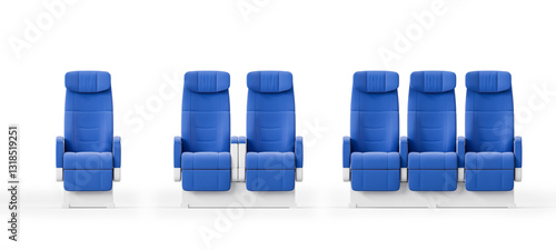 Fotografie Modern blue airplane seats arrangement in different configurations