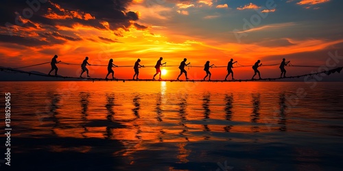 Wallpaper Mural A group of people are crossing the bridge Torontodigital.ca