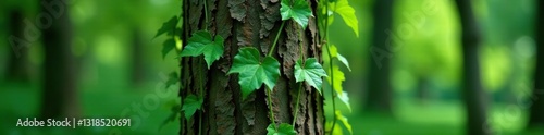 Wallpaper Mural Delicate ivy tendrils curl around a tree trunk, botanical, trees Torontodigital.ca