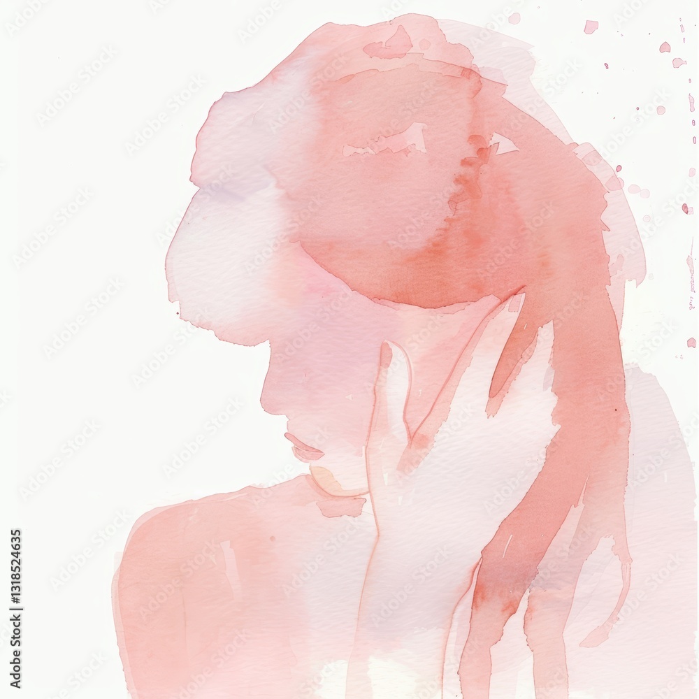 Fototapeta premium Watercolor Painting of a Woman's Profile