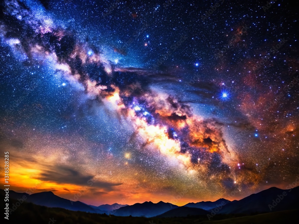 Realistic Starry Night Cosmos: Milky Way Galaxy with Stardust and Shining Stars - High-Resolution Stock Photo Realistic Starry Night Cosmos: Milky Way Galaxy with Stardust and Shining Stars - High-Resolution Stock Photo
