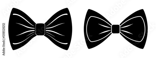 Hand Draw Black Silhouette Bow Tie Set Collection Vector Design