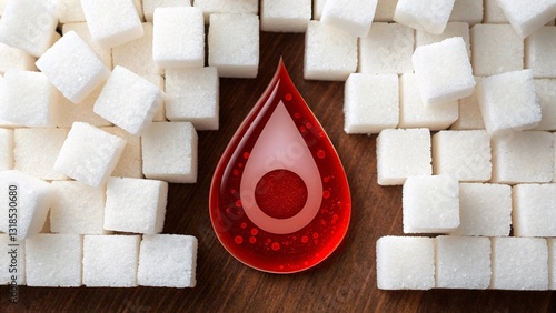 Blood glucose levels and sugar intake A visual representation of the impact of excessive sugar consumption on blood sugar. photo