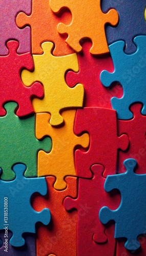 groovy patterned background with overlapping puzzle pieces, background, puzzle, pattern