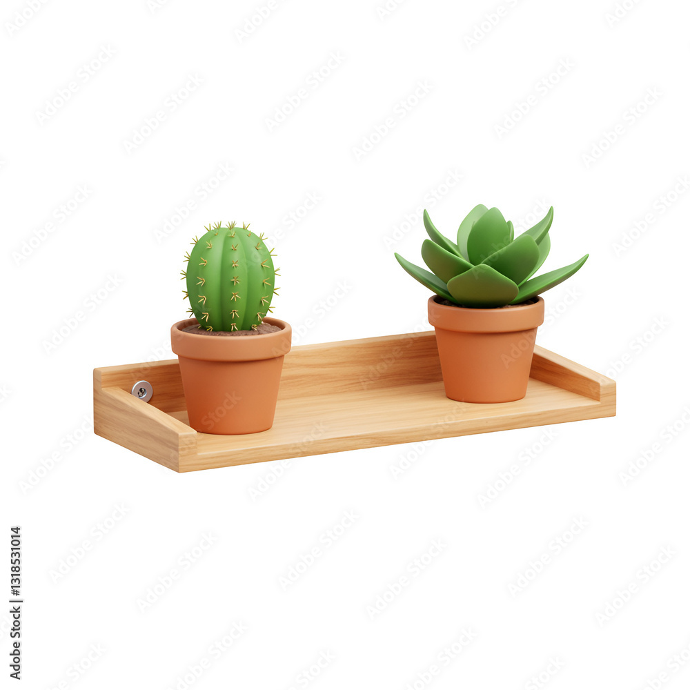 Obraz premium Floating Shelf with Two Potted Plants