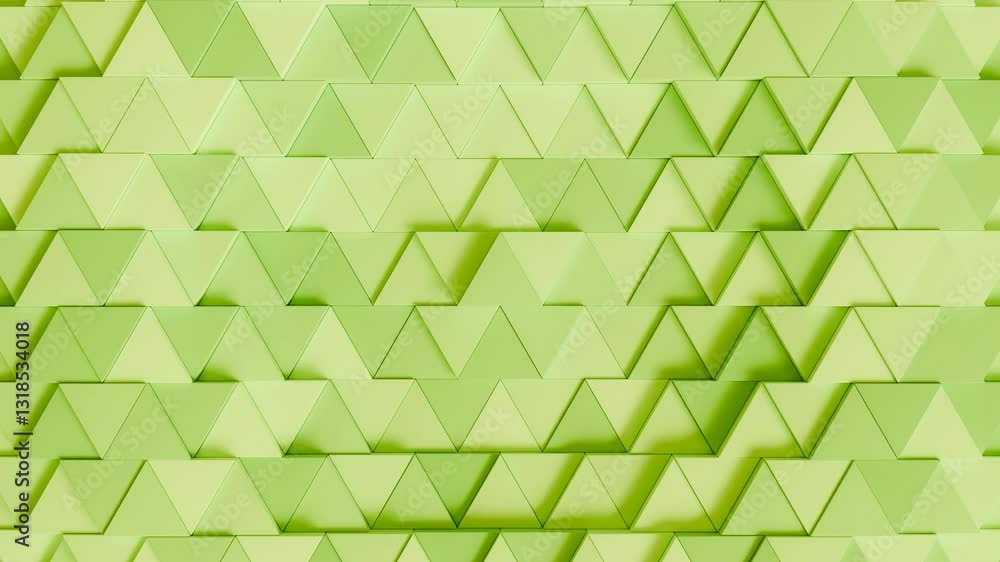 abstract green 3d triangle pattern background video, 4k seamless loop	