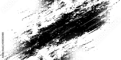 Vector brush srokes texture. Distressed uneven texture. Grunge background. Abstract vector illustration. Overlay to create interesting effect and depth. Black isolated on white background. EPS10.