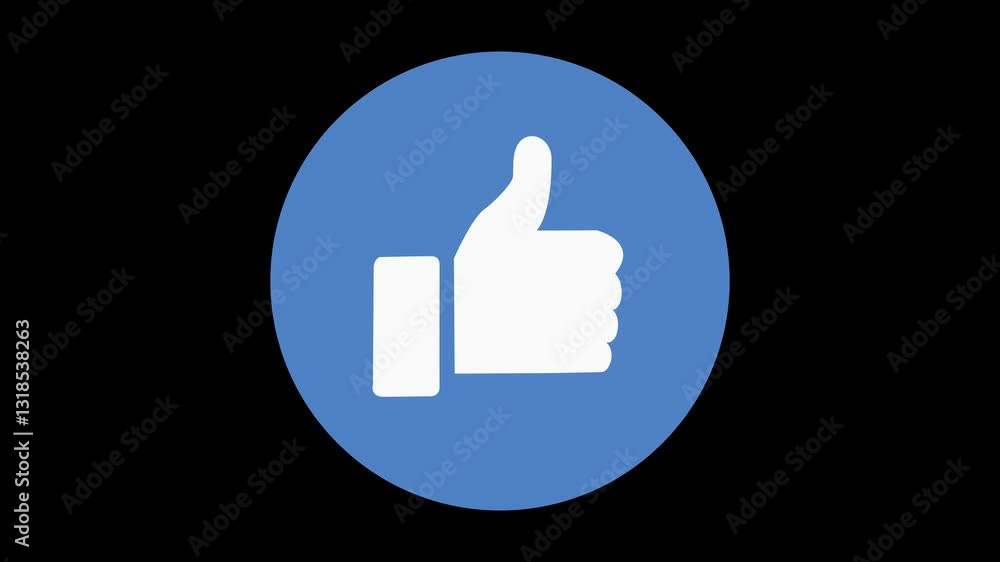 Lovely hand thumb up icon animation in flat design isolated on black background. Like icon animation. Lovely hand thumb up icon animation in flat design isolated on black background. Like icon animation.