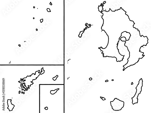 少しゆるい白い鹿児島県地図 九州 西日本