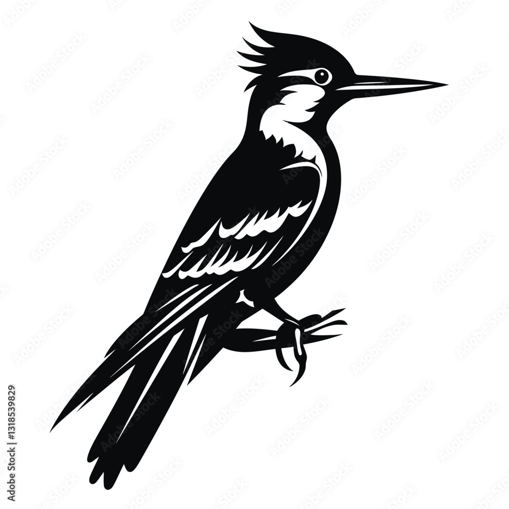 Obraz premium black silhouette of a woodpecker
