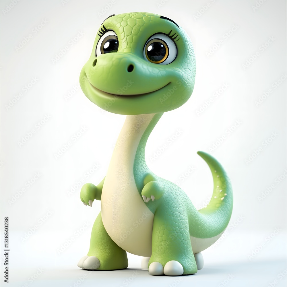 Fototapeta premium Cute 3d green dinosaur isolated