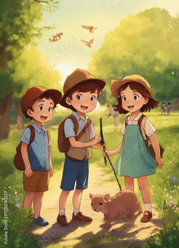 children with dog
