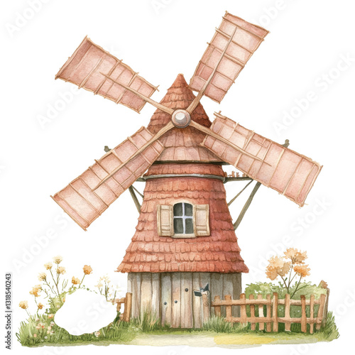 Childrens Book Illustration Hand painted Whimsy on transparent Background.